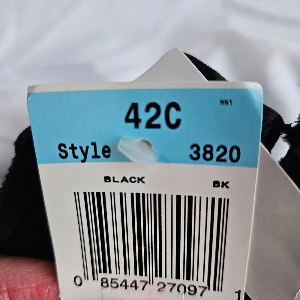 NWT Bali Womens Double Support Wirefree Bra 3820 Black 42C‎